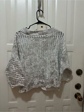 Women's Lightweight Open-Weave Cream Sweater